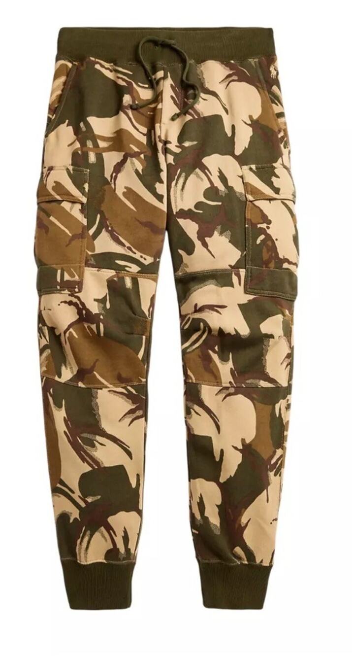 Women's Polo Ralph Lauren Camo Fleece Cargo Pants Joggers Sweatpants M NWT